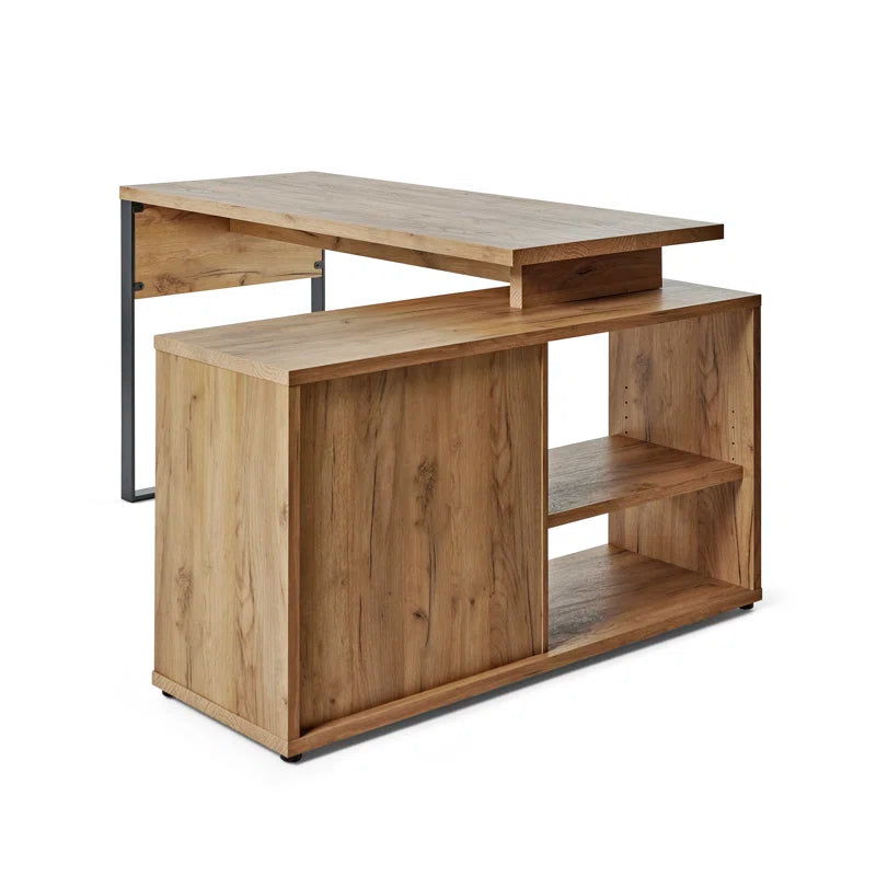 FURNISHIAA Solid Acacia Wood L Shaped Study Table - Furnishiaa -  -